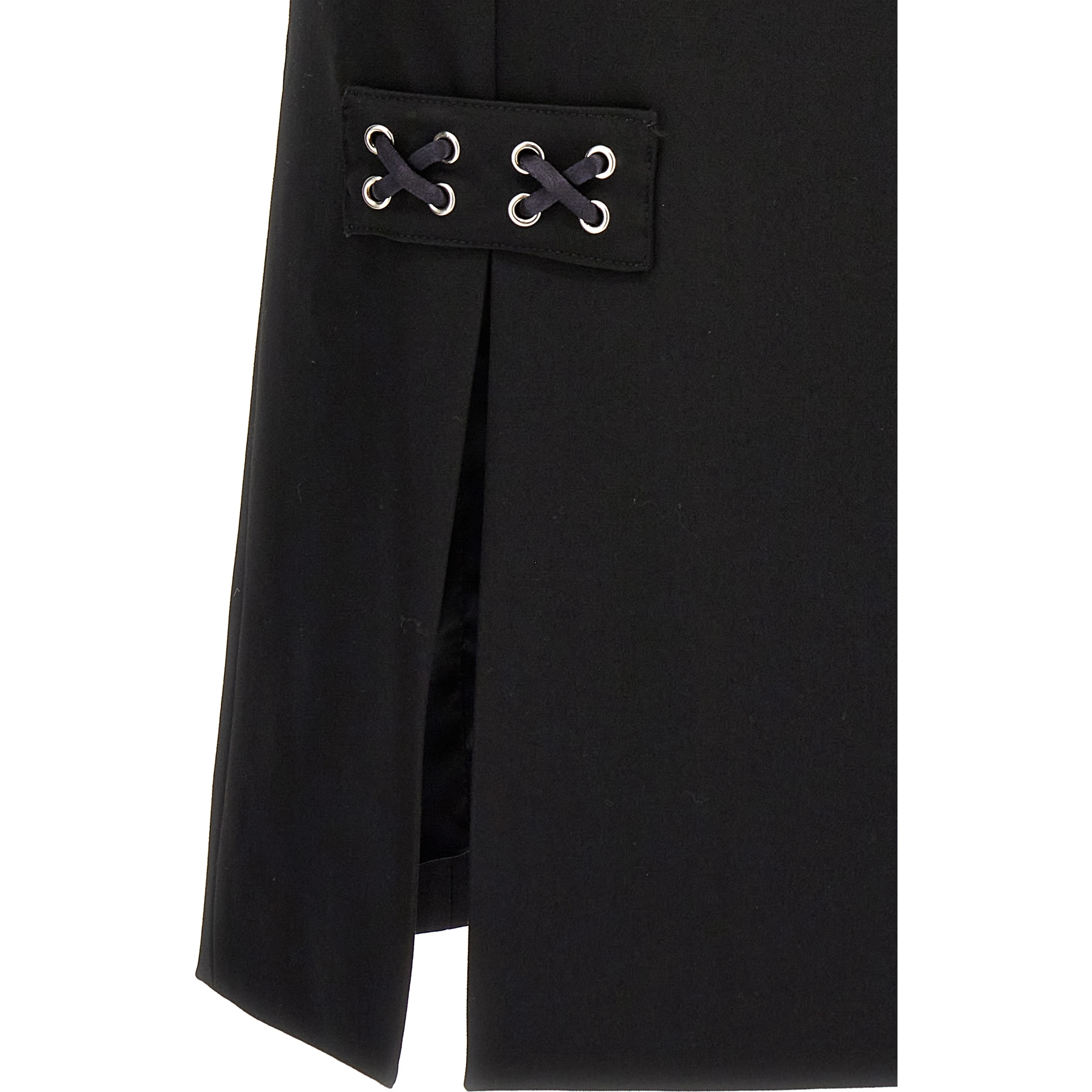 Black Wool Midi Skirt