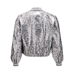 Silver Leather Bomber