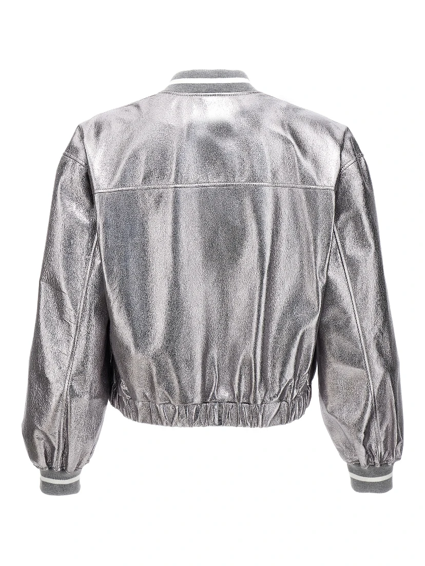 Silver Leather Bomber