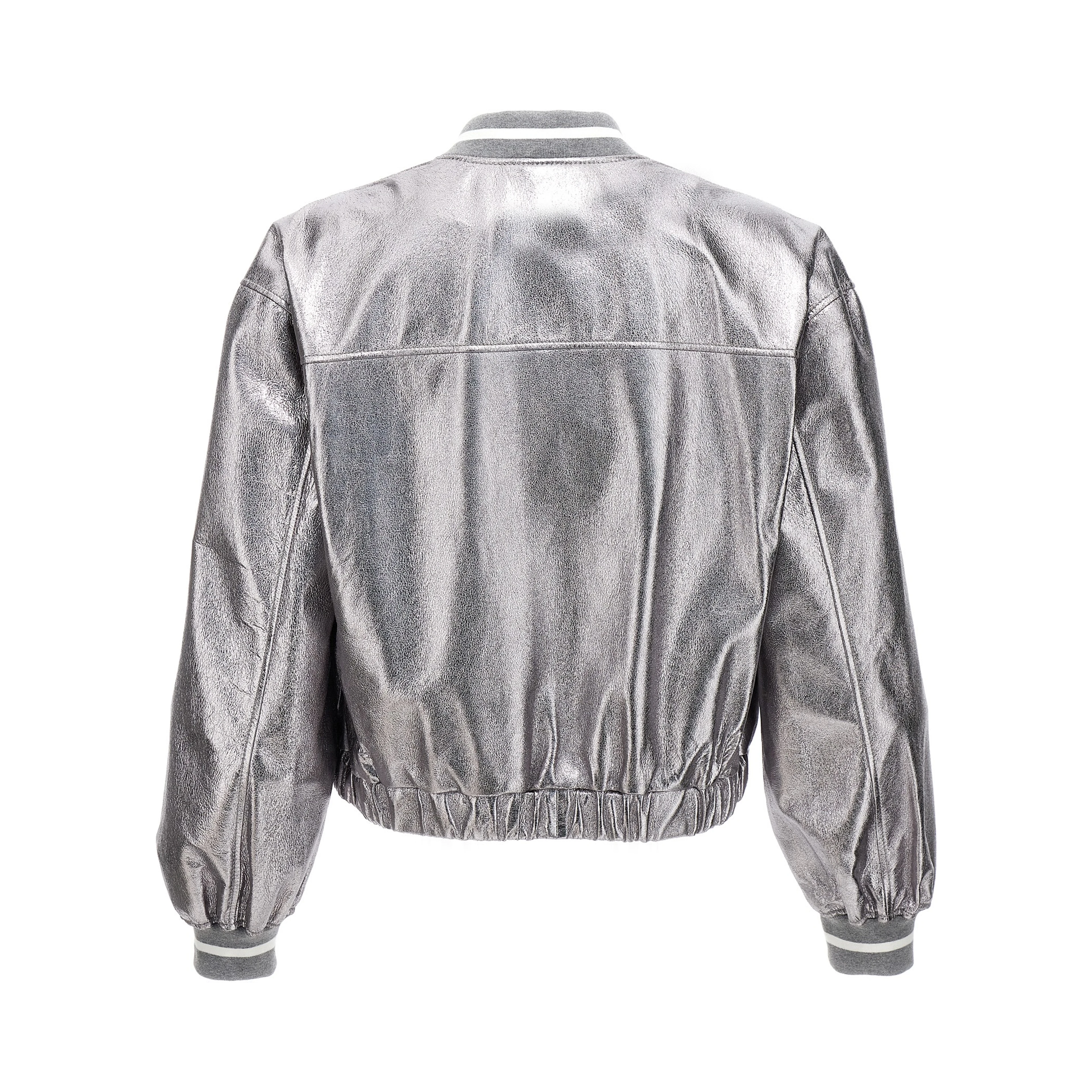 Silver Leather Bomber