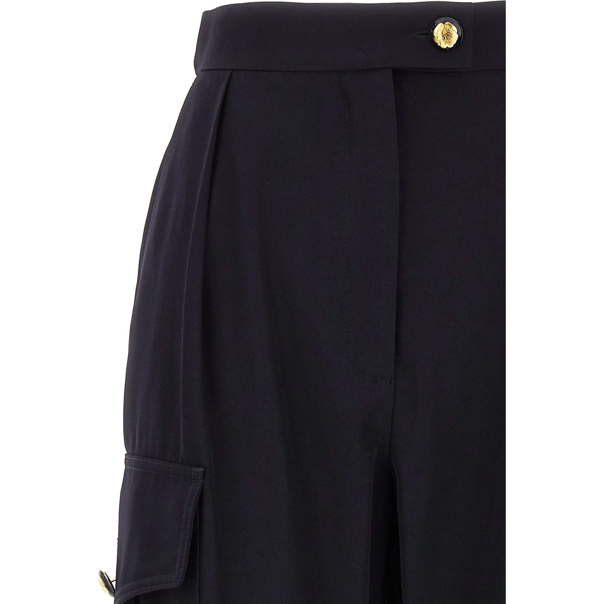 Blue Wool Cargo Pants