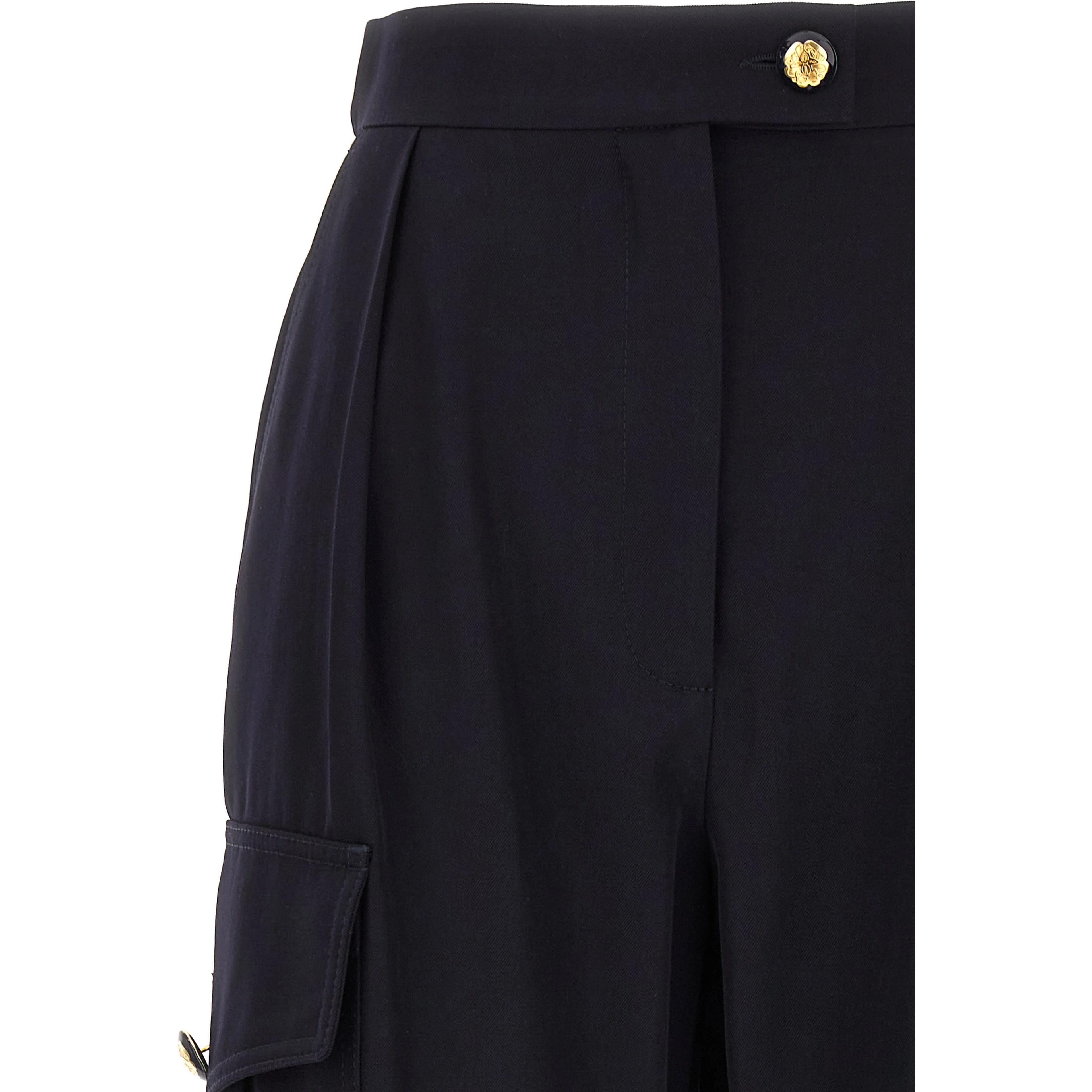 Blue Wool Cargo Pants