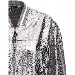 Silver Leather Bomber