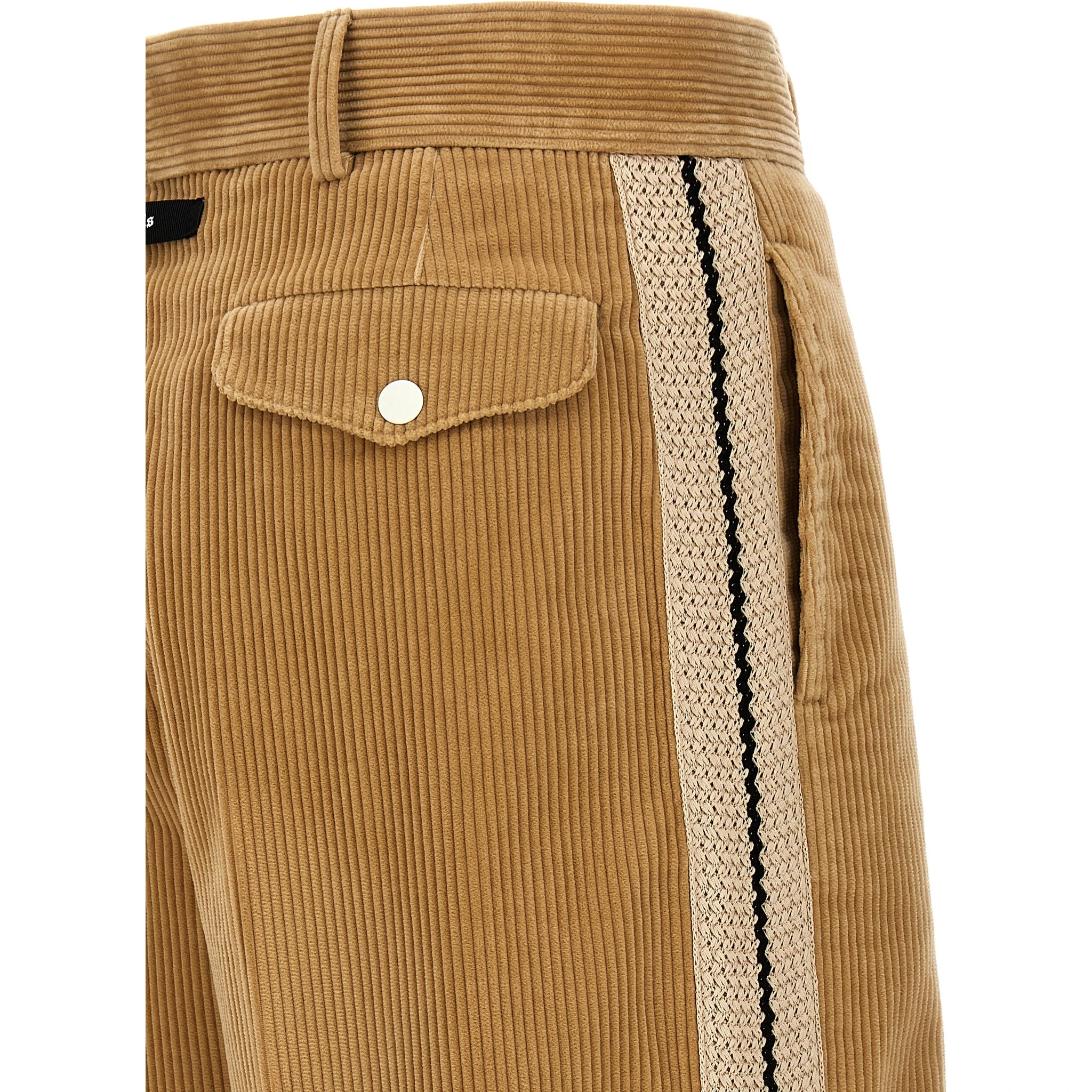 Beige Cotton Casual Pants