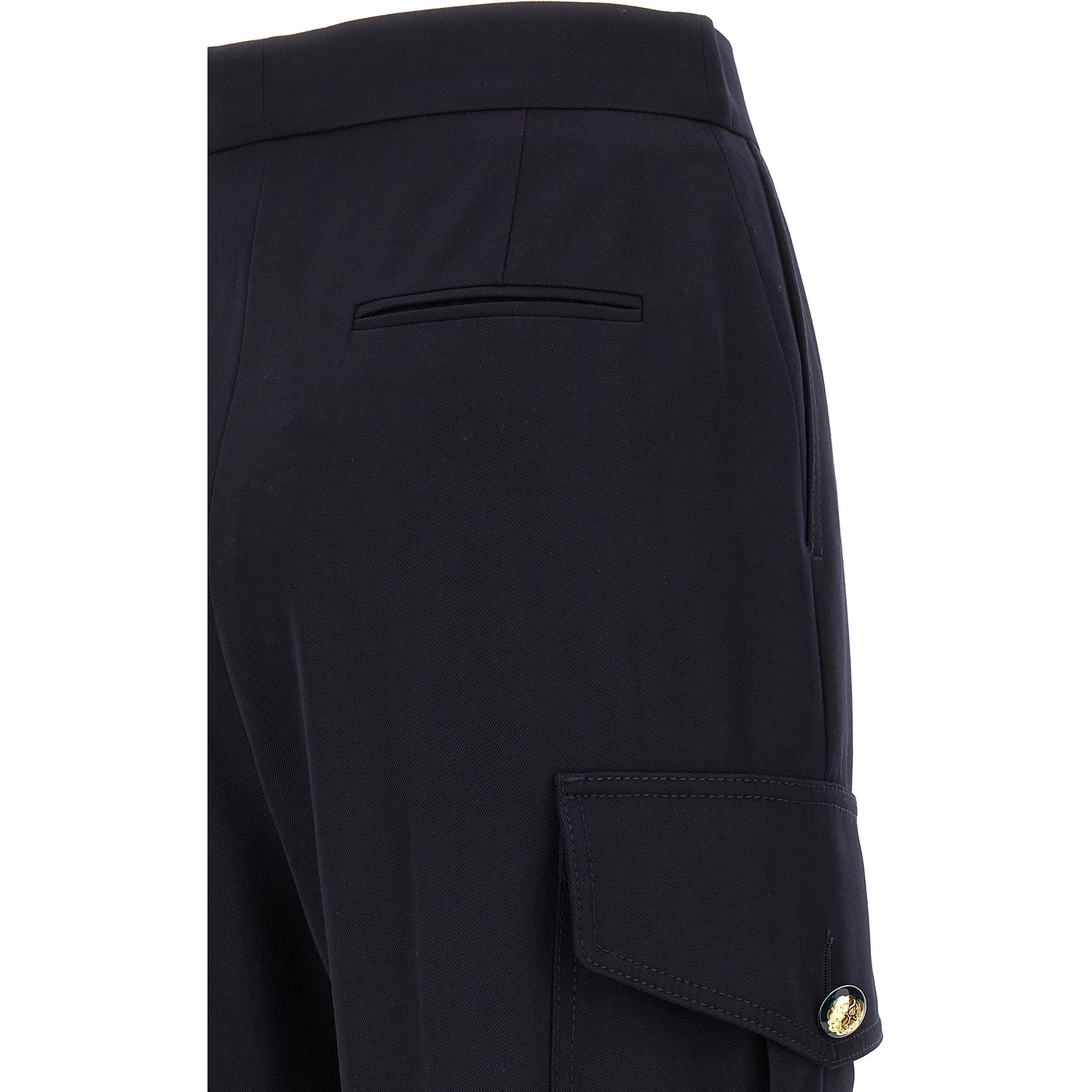 Blue Wool Cargo Pants
