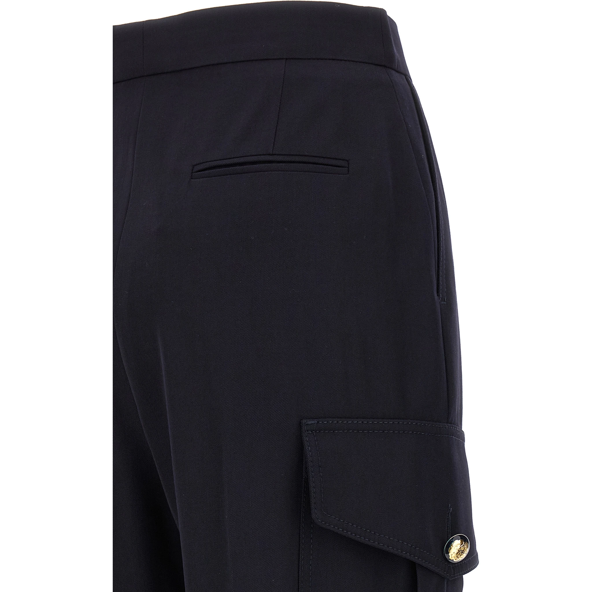 Blue Wool Cargo Pants
