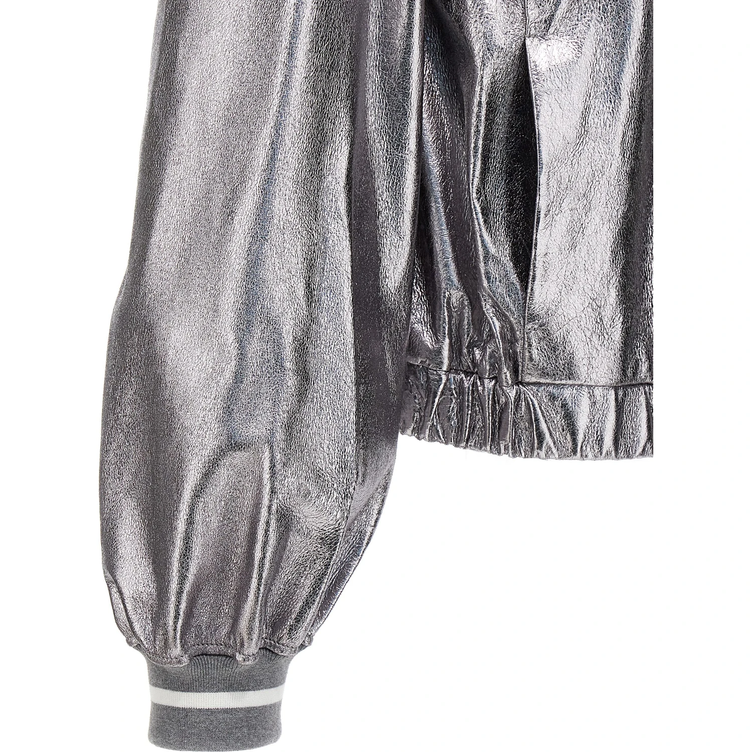 Silver Leather Bomber