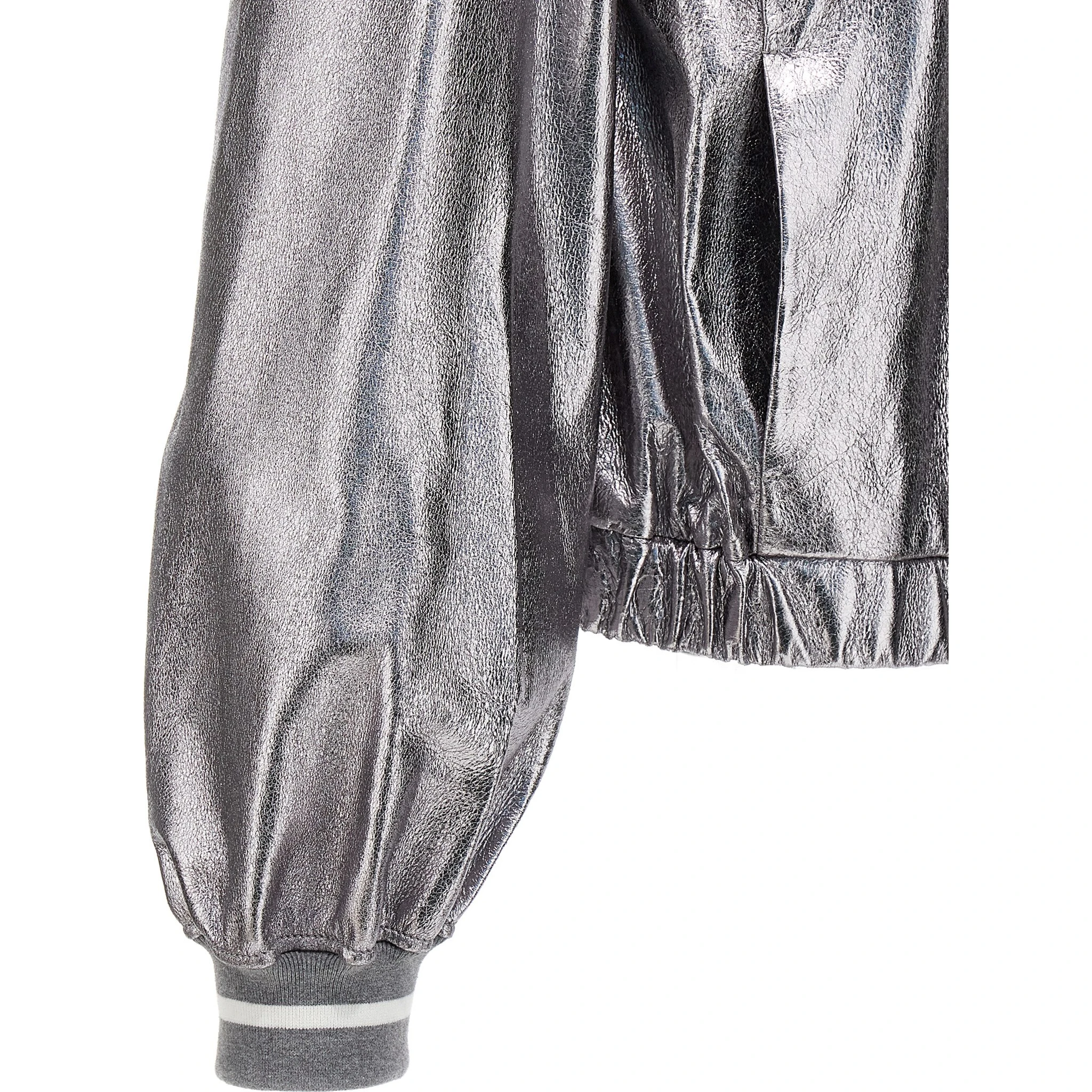 Silver Leather Bomber