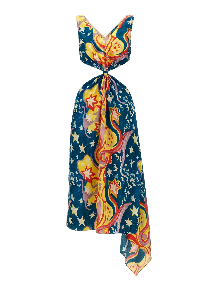 Multicolor Viscose Long Dress
