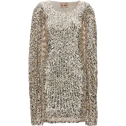 Silver Polyester Short Dress