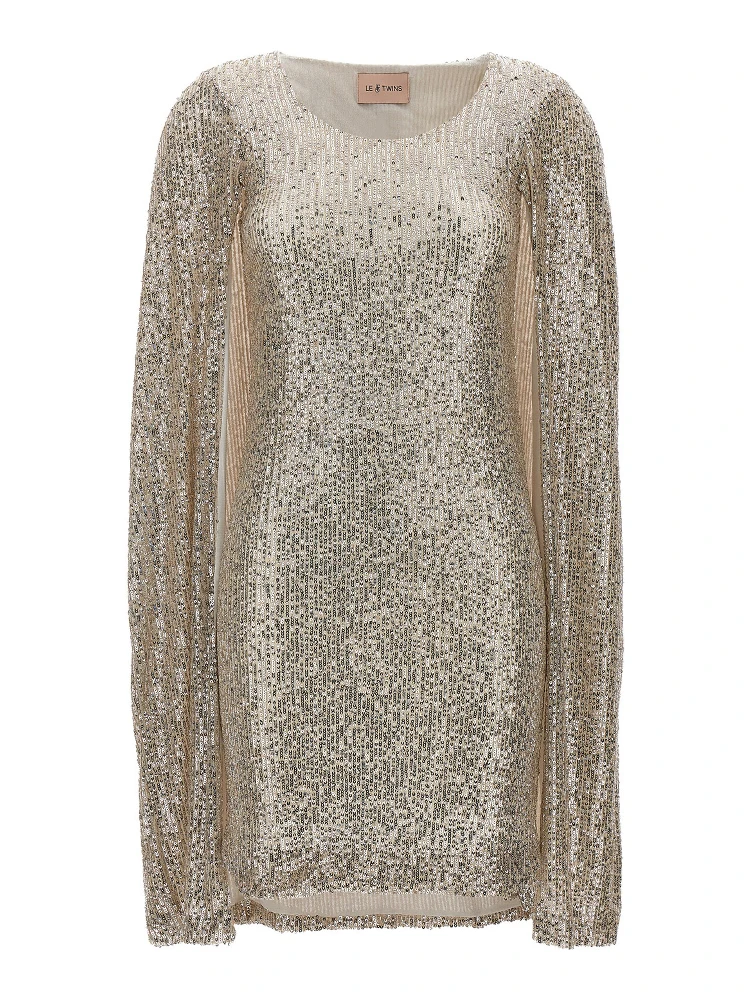 Silver Polyester Short Dress