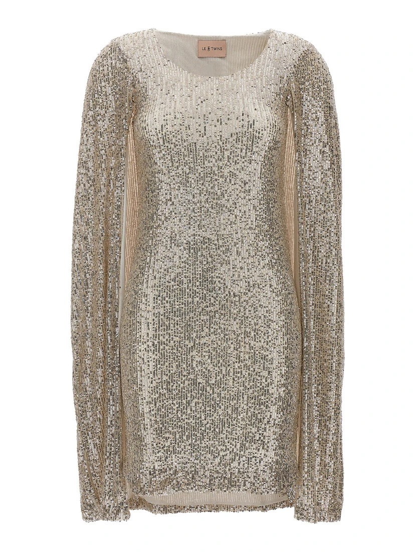 Silver Polyester Short Dress