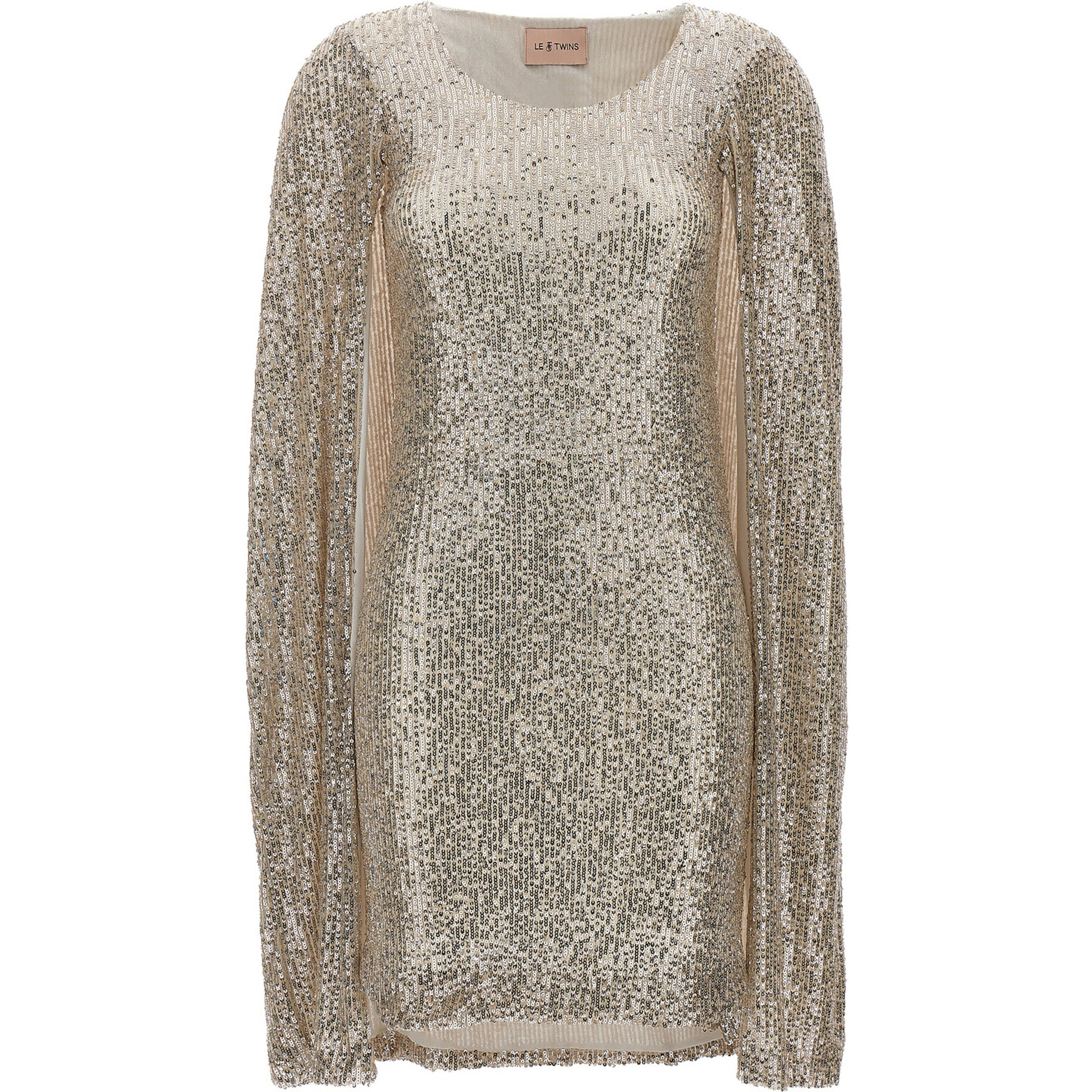 Silver Polyester Short Dress