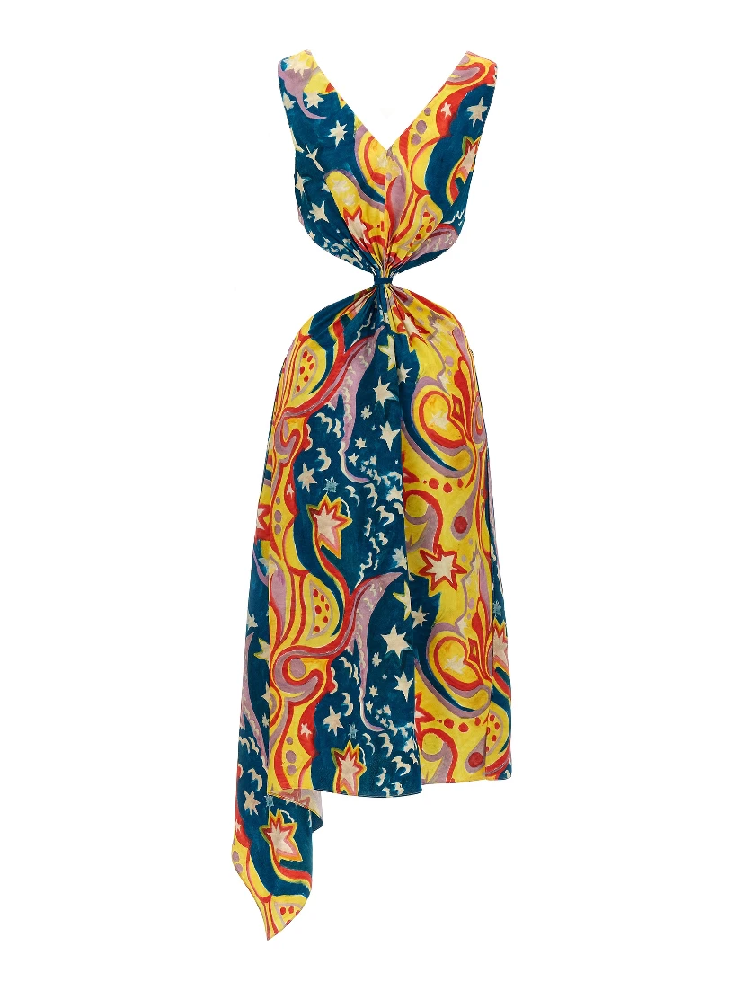 Multicolor Viscose Long Dress