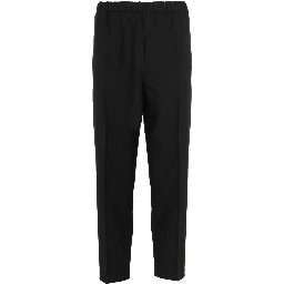 Blue Polyester Casual Pants