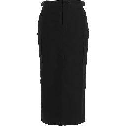 Black Cotton Midi Skirt