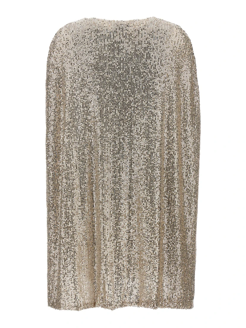 Silver Polyester Short Dress