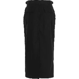 Black Cotton Midi Skirt