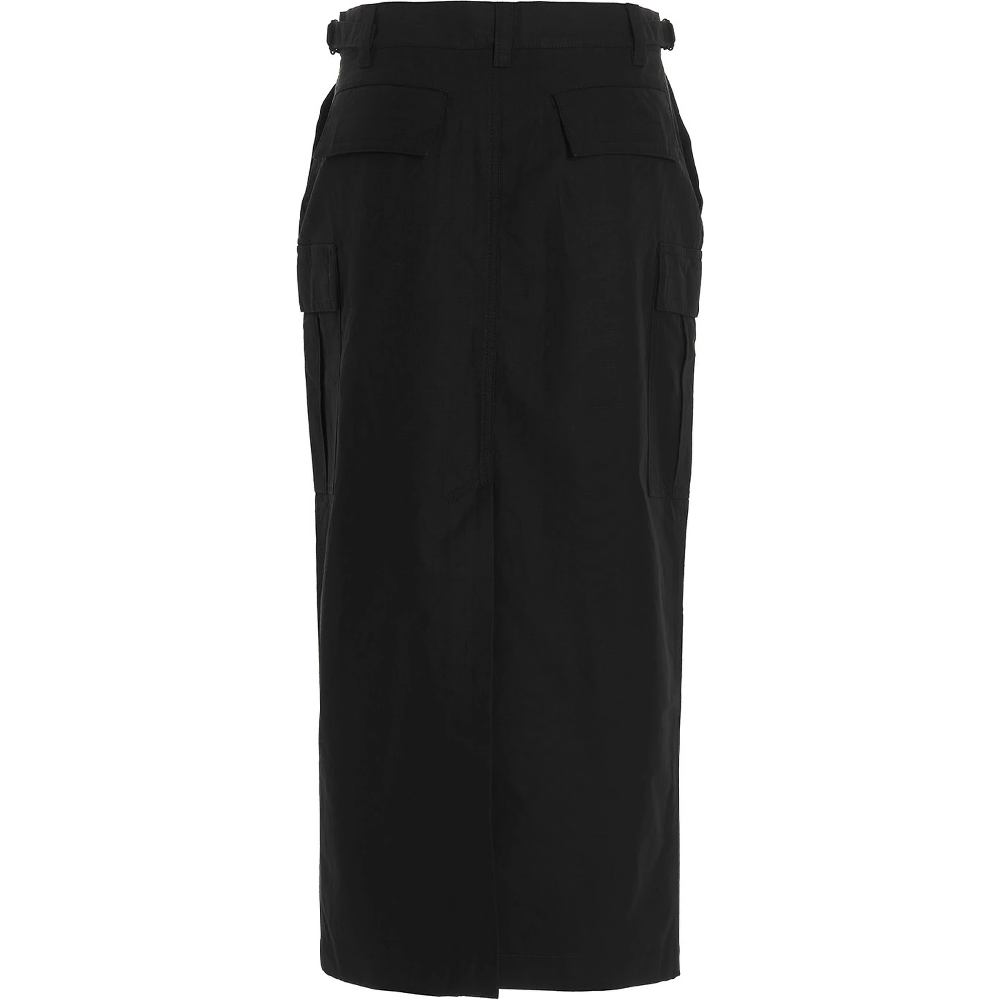 Black Cotton Midi Skirt