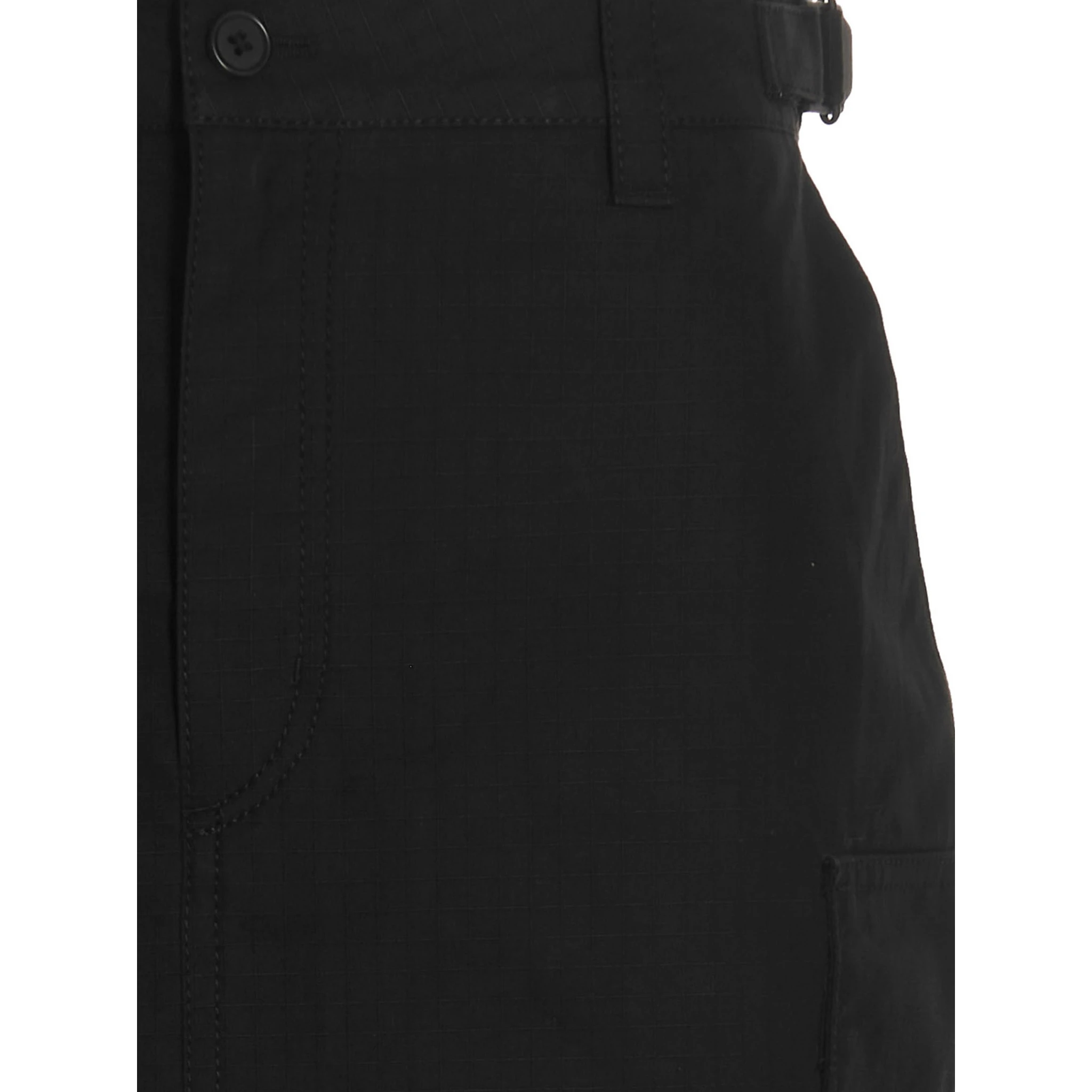 Black Cotton Midi Skirt