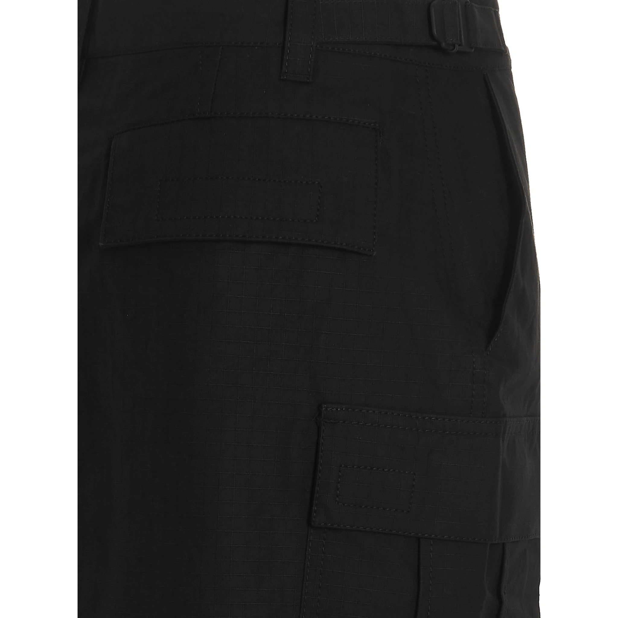 Black Cotton Midi Skirt