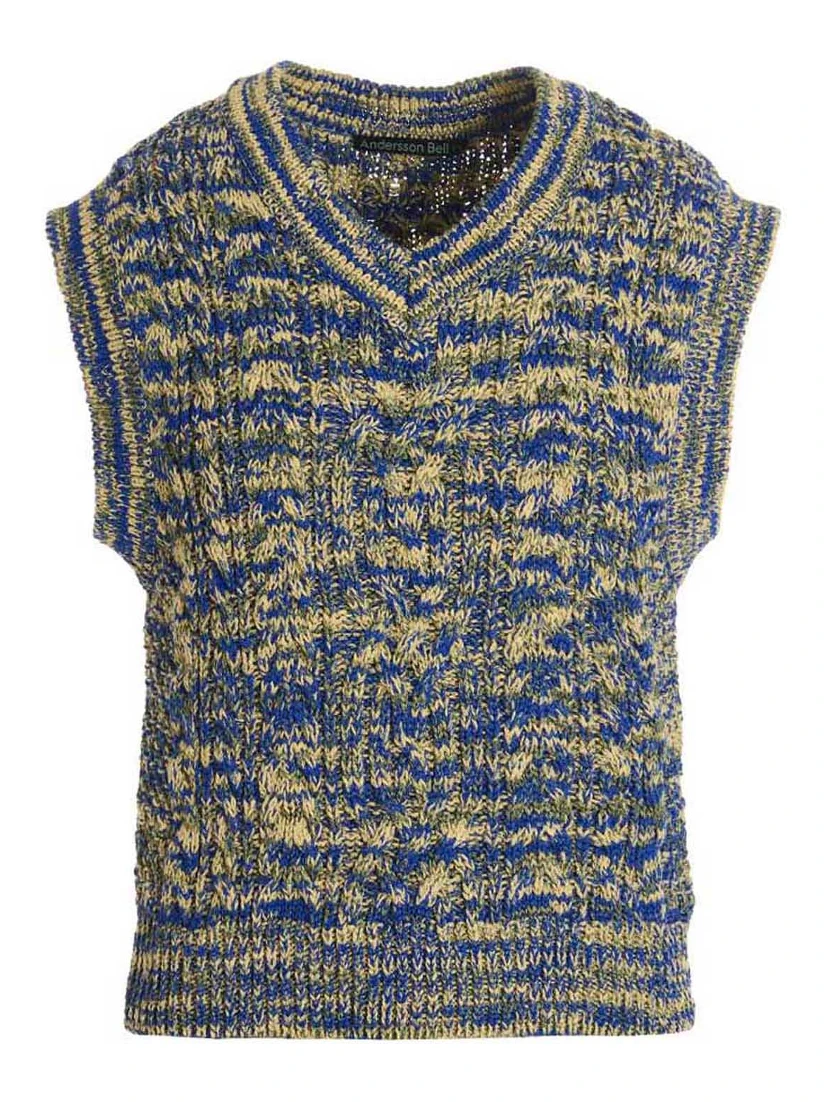 Multicolor Cotton Sleeveles Sweater