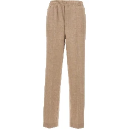 Beige Polyester Casual Pants