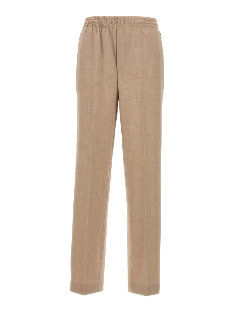 Beige Polyester Casual Pants