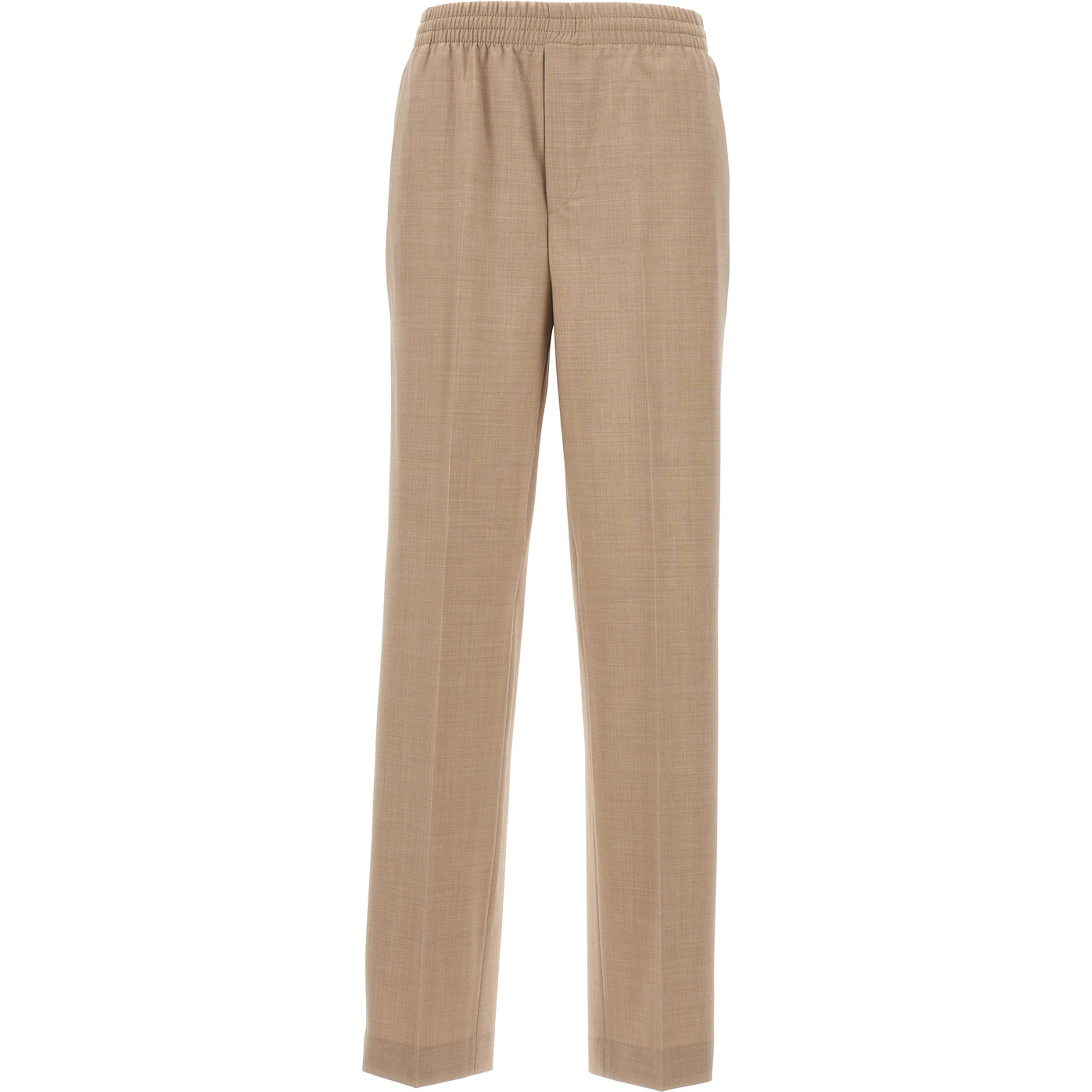 Beige Polyester Casual Pants