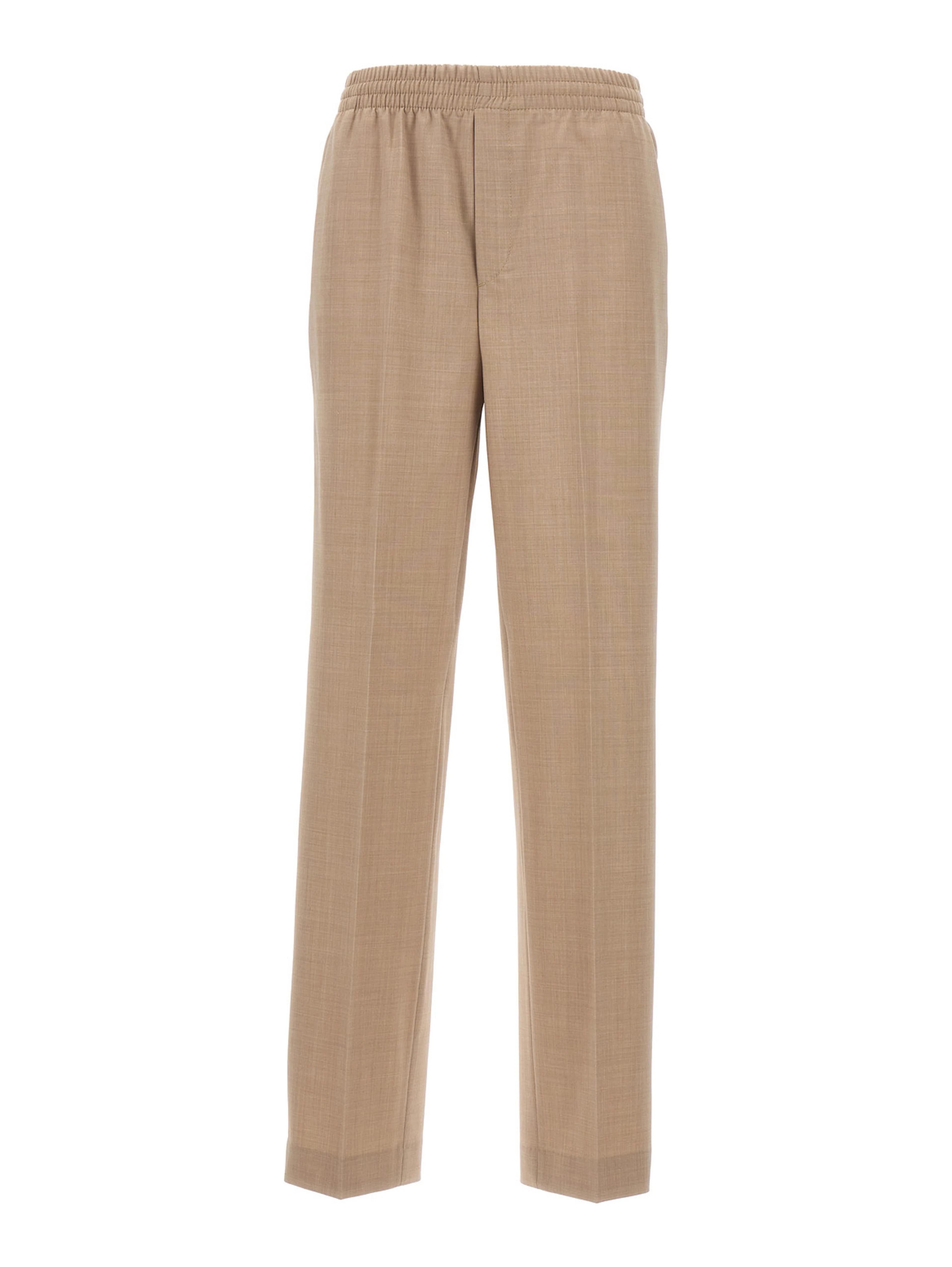 Beige Polyester Casual Pants