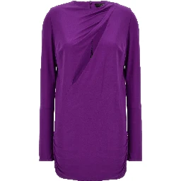 Purple Viscose Short Dress