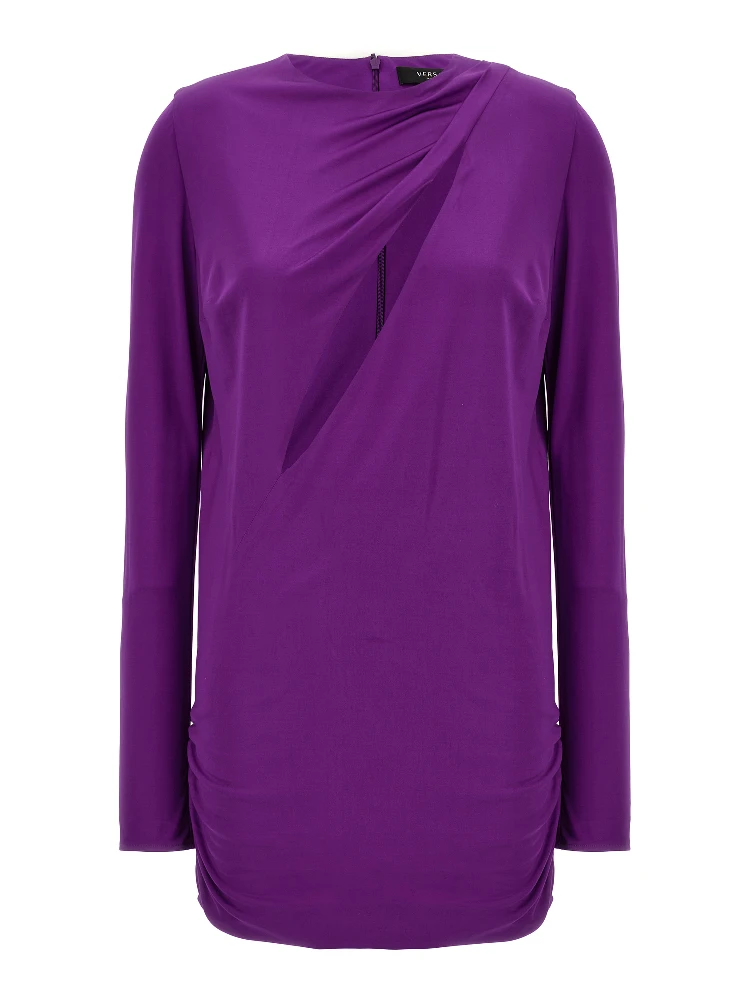 Purple Viscose Short Dress