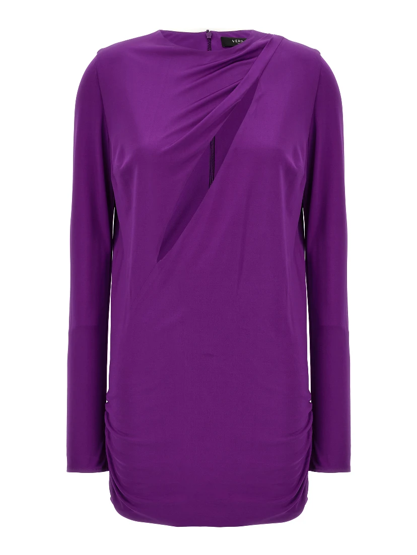 Purple Viscose Short Dress
