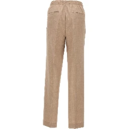 Beige Polyester Casual Pants