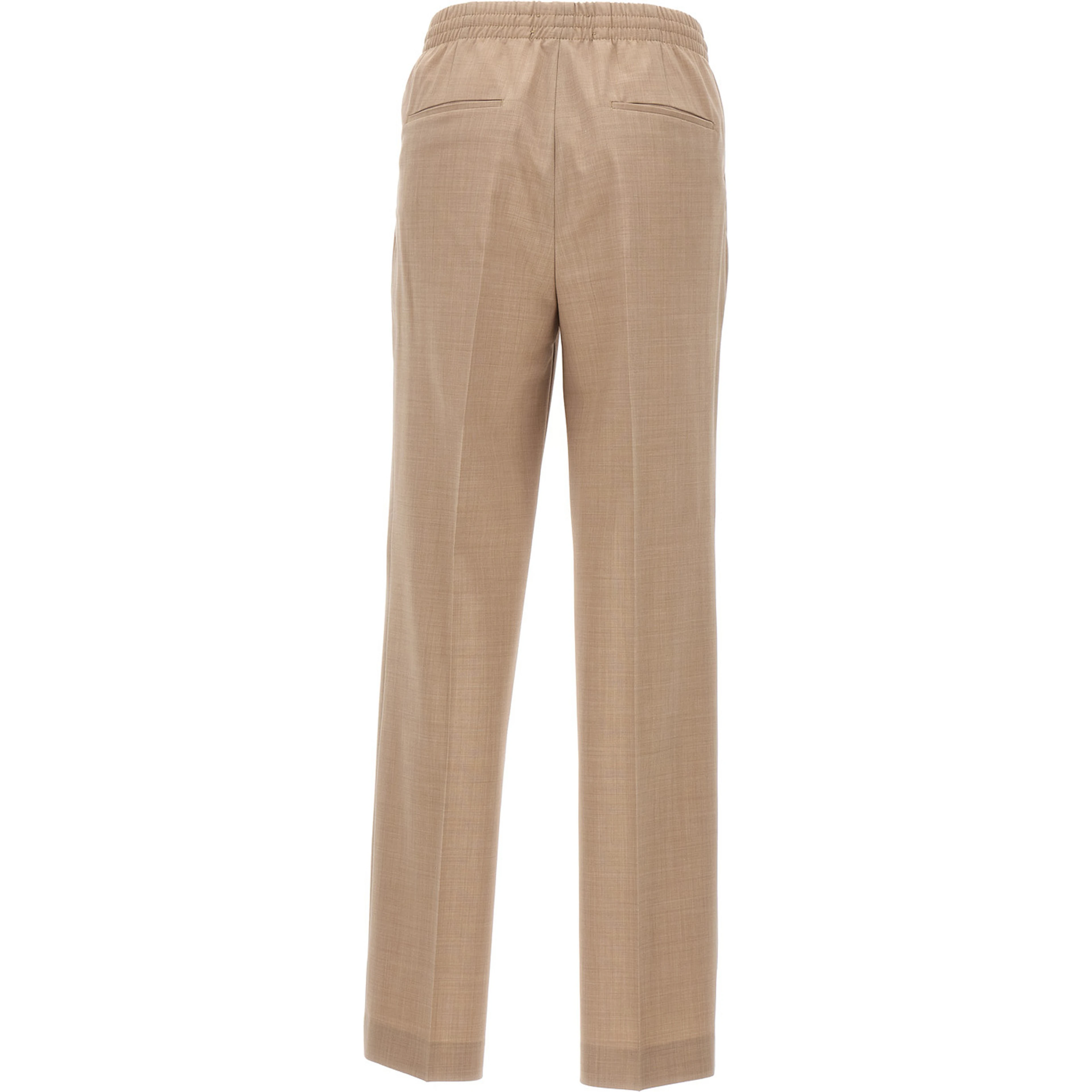 Beige Polyester Casual Pants