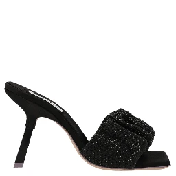 Black Goatskin Stiletto Heel Sandals