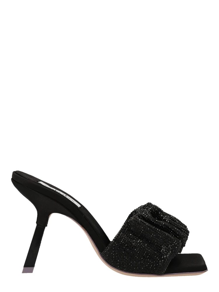 Black Goatskin Stiletto Heel Sandals