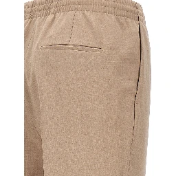 Beige Polyester Casual Pants