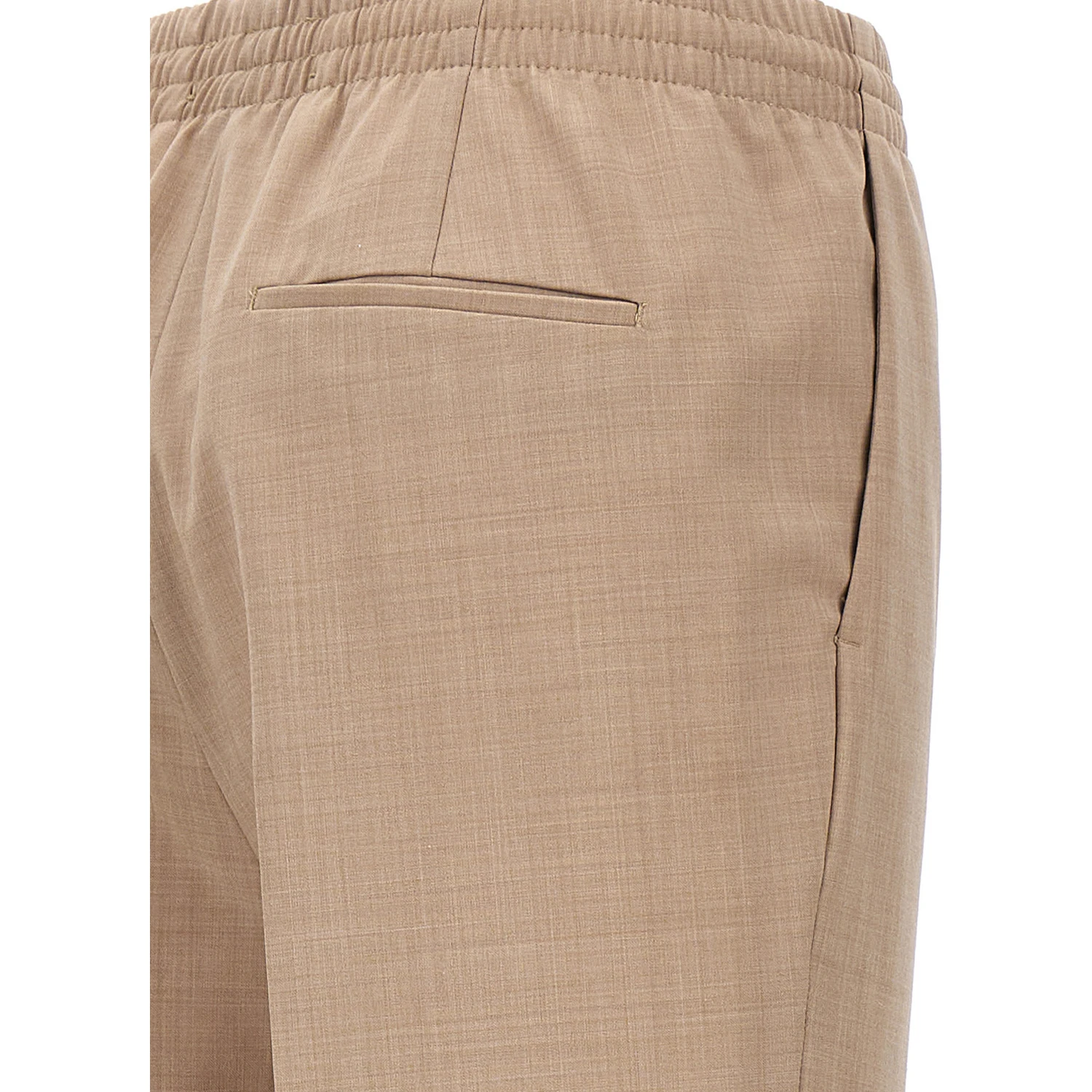 Beige Polyester Casual Pants