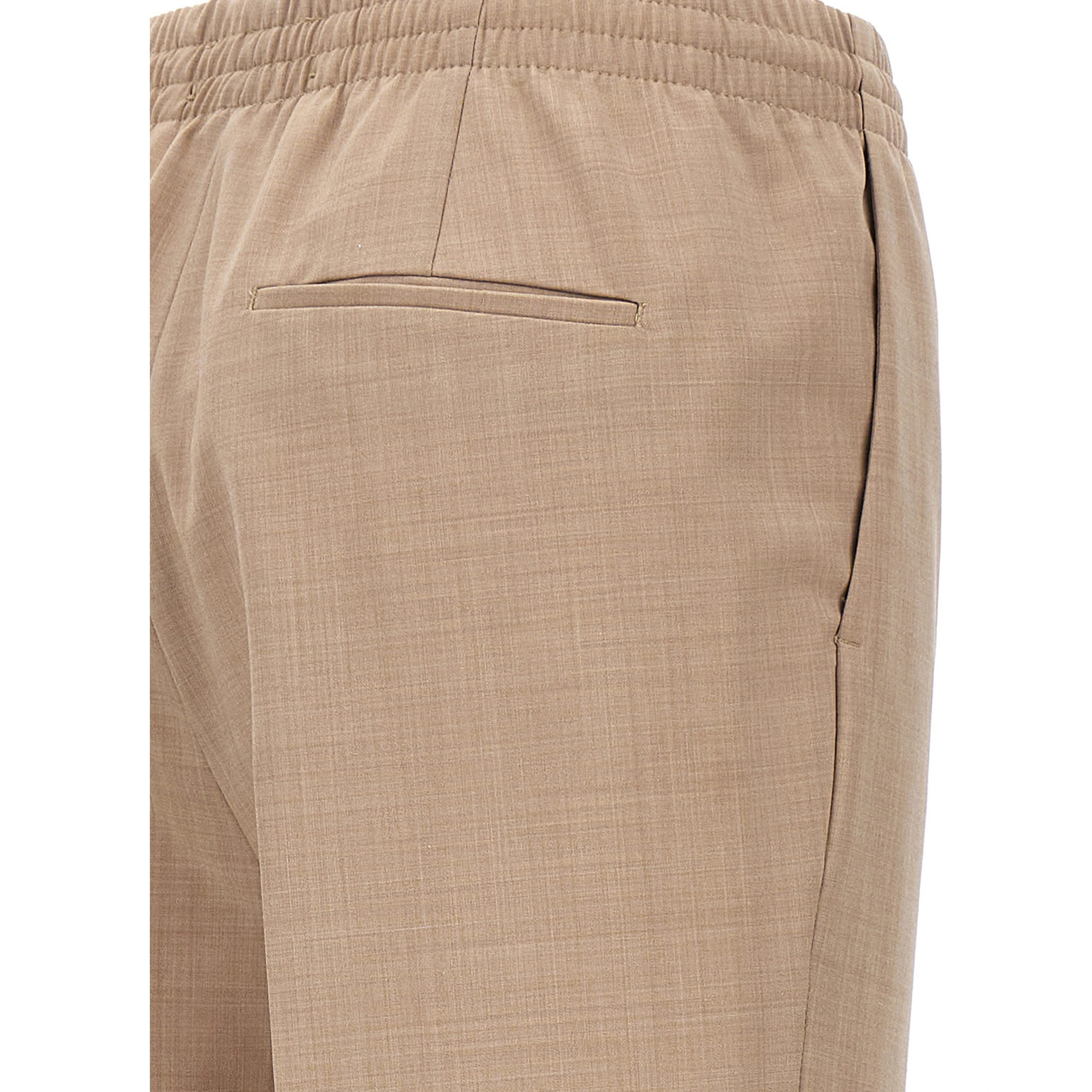 Beige Polyester Casual Pants