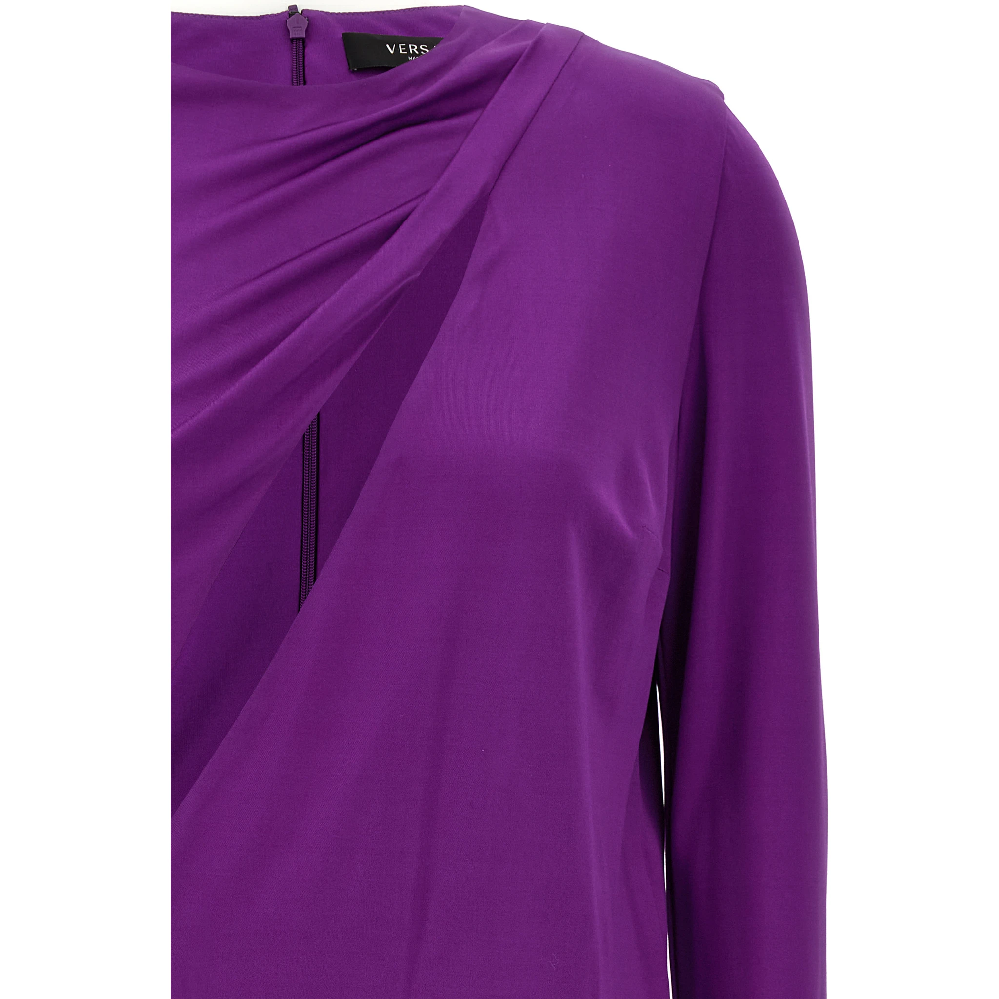 Purple Viscose Short Dress