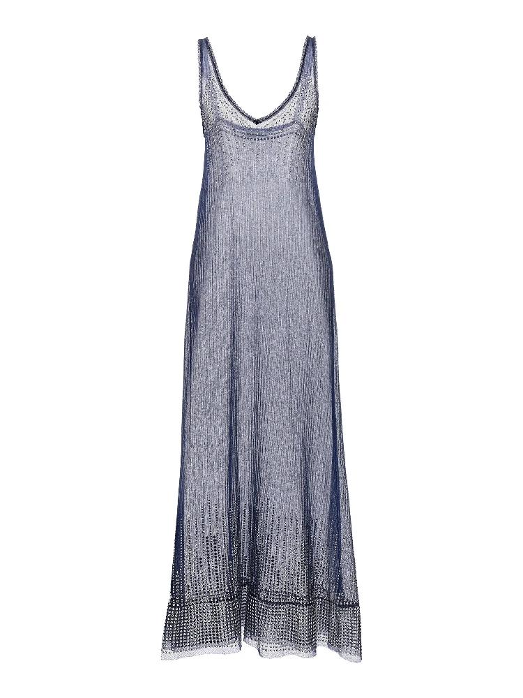 Blue Polyamide Long Dress