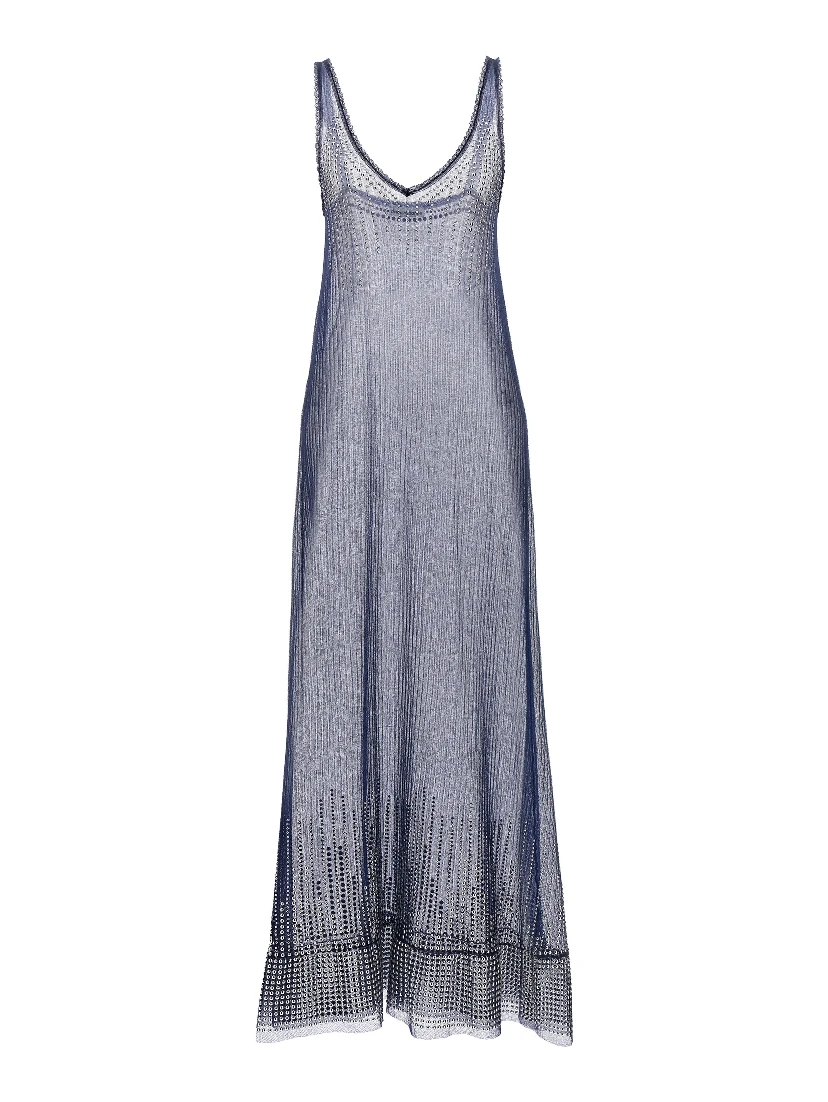 Blue Polyamide Long Dress