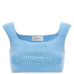 Blue Cotton Sleeveles T-Shirt