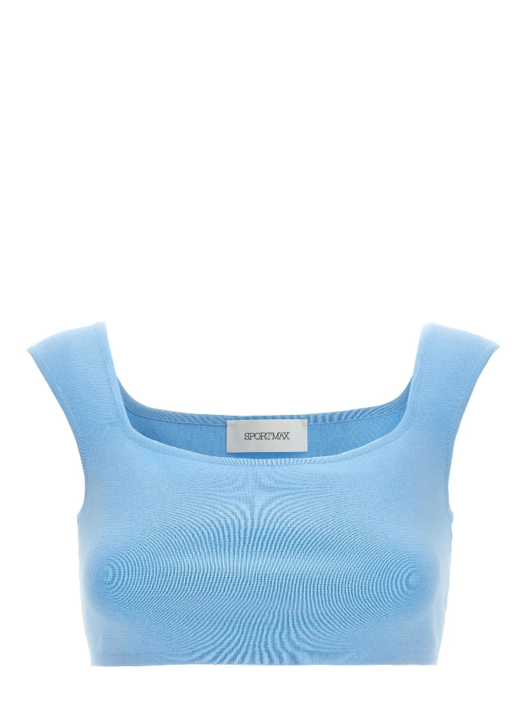 Blue Cotton Sleeveles T-Shirt