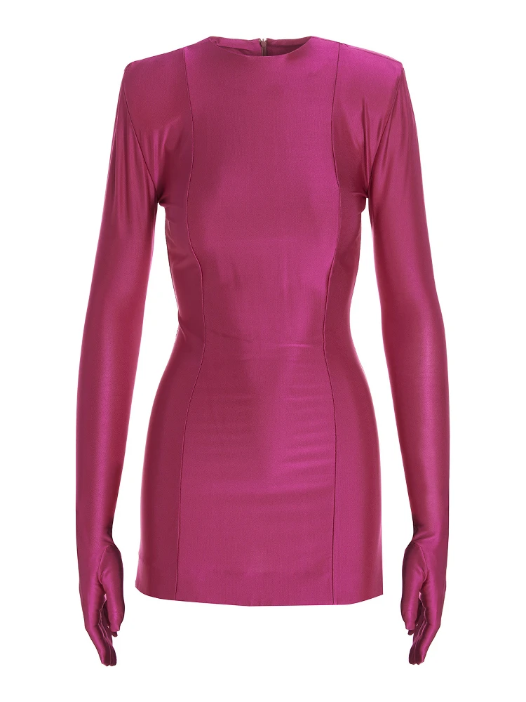 Fuchsia Viscose Short Dress