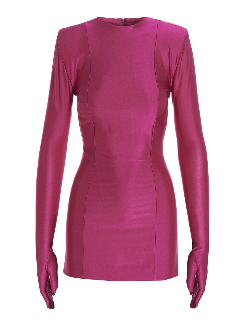 Fuchsia Viscose Short Dress