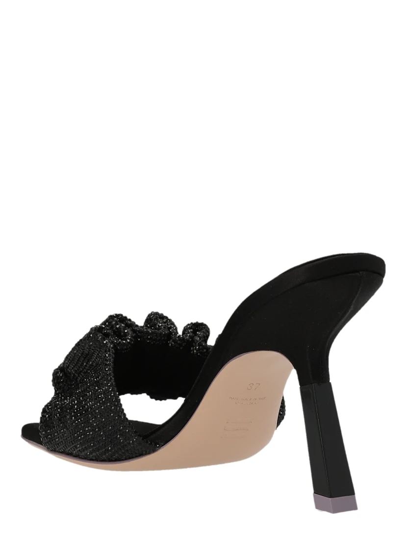 Black Goatskin Stiletto Heel Sandals