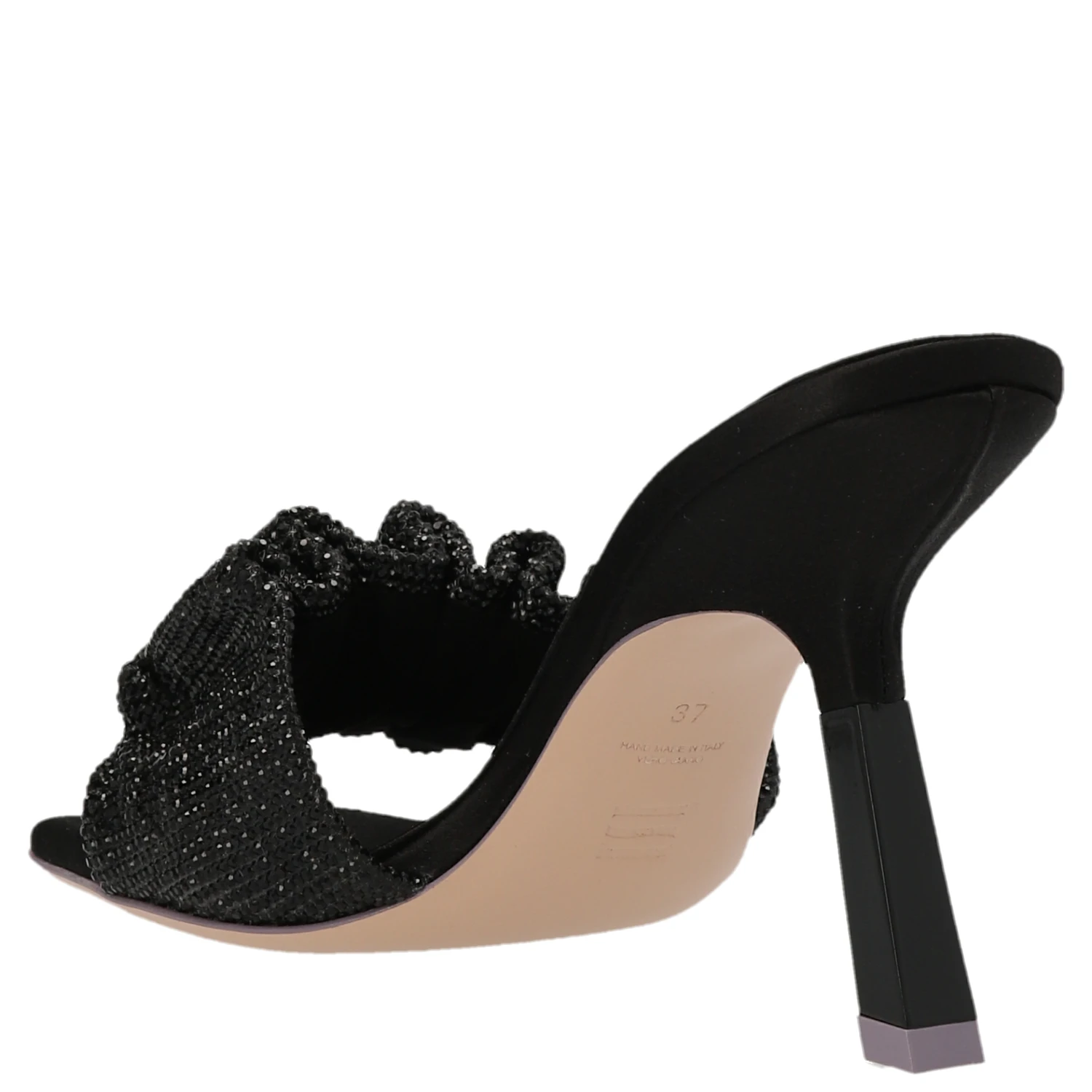 Black Goatskin Stiletto Heel Sandals
