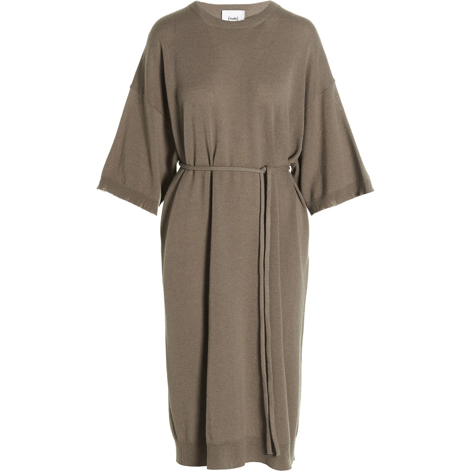 Beige Virgin Wool Long Dress